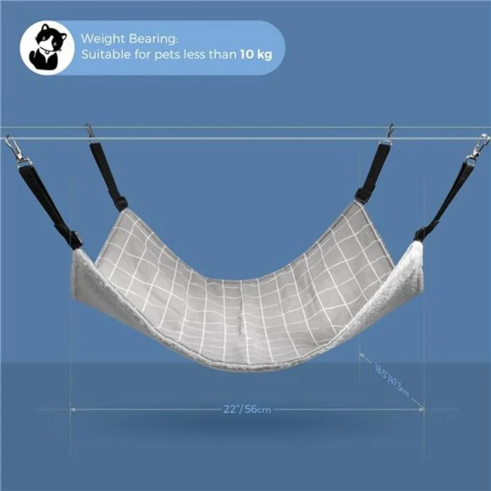 Reversible Cat Hammock, Breathable Pet Cage Hammock with Adjustable Straps